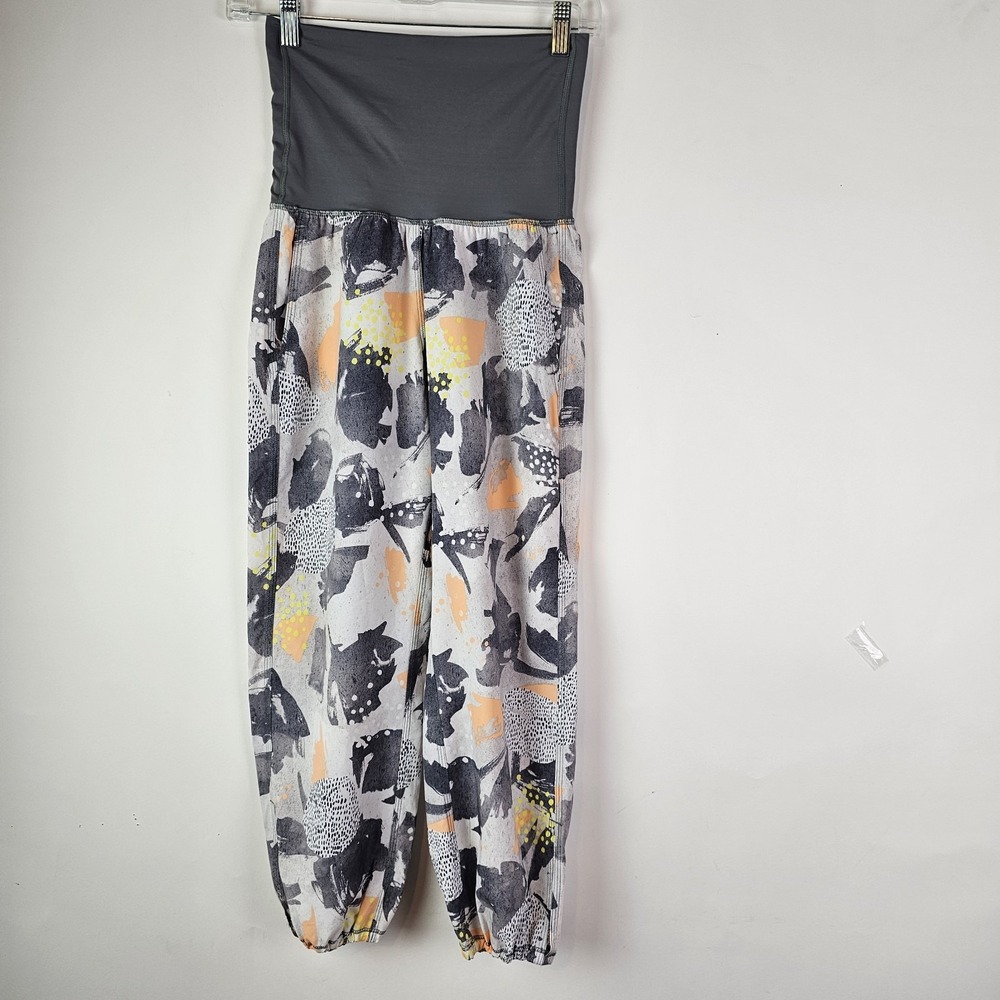 Lululemon Om Harem Pants Womens Size 2 White Multi Slate Pull On High Rise Yoga
